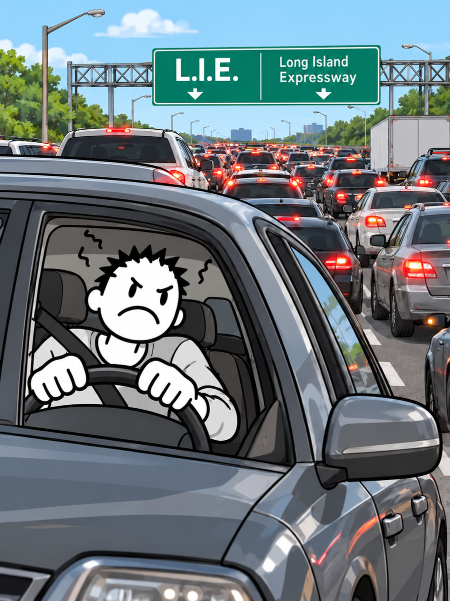 Cars backed up in traffic on the way to the store