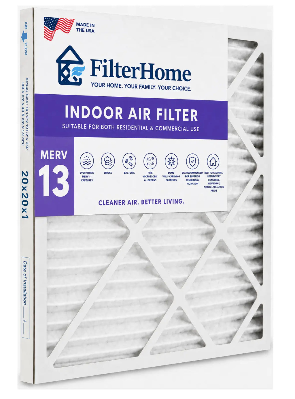 30x30x1 FilterHome MERV 13 air filter