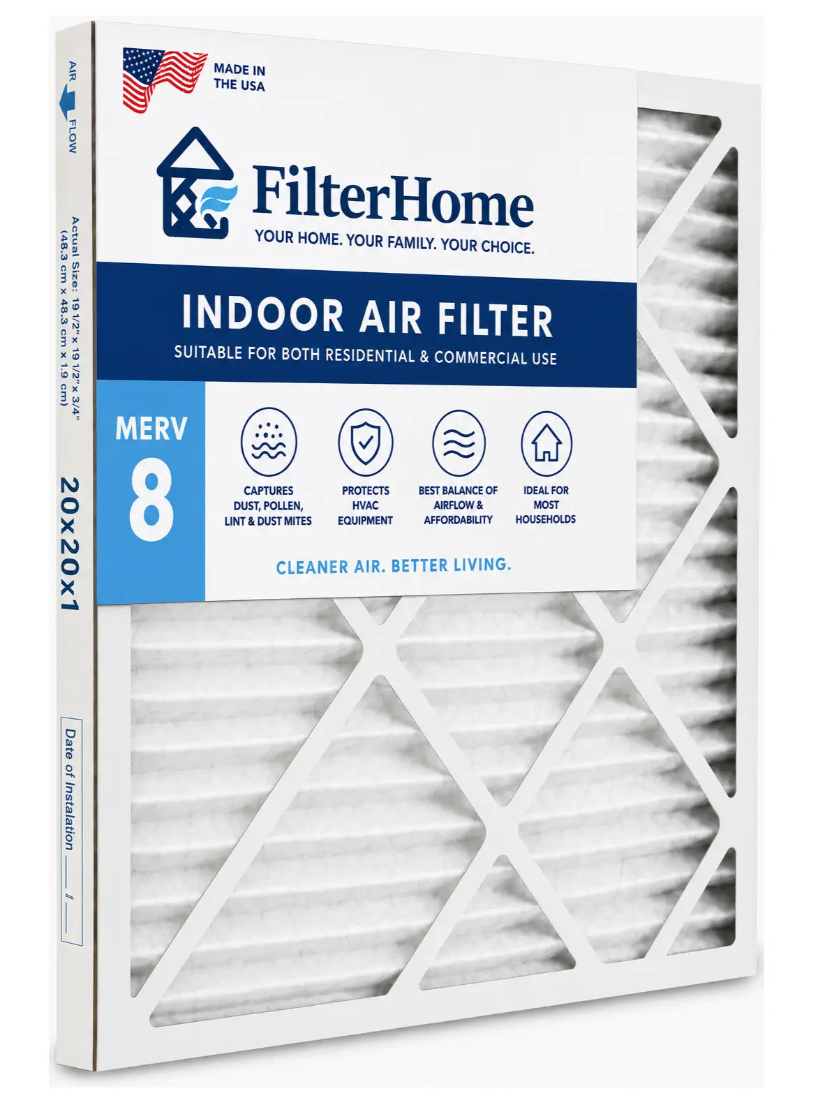 30x30x1 FilterHome MERV 8 air filter