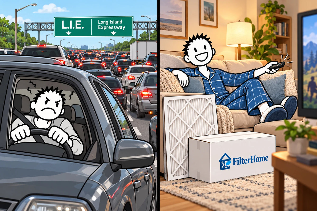 Stuck in traffic on the Long Island Expressway vs. relaxing at home with a FilterHome delivery